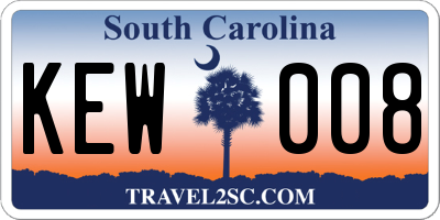 SC license plate KEW008