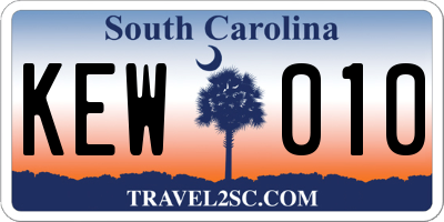 SC license plate KEW010