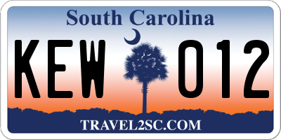 SC license plate KEW012