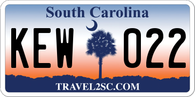 SC license plate KEW022