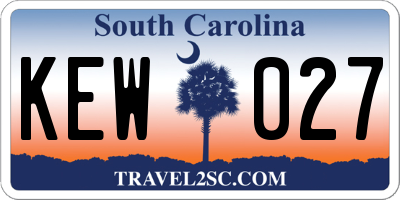 SC license plate KEW027