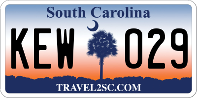 SC license plate KEW029