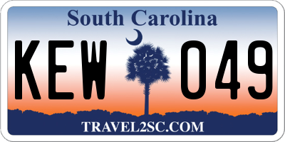 SC license plate KEW049