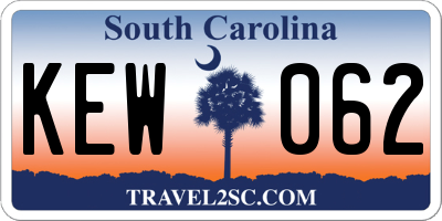 SC license plate KEW062
