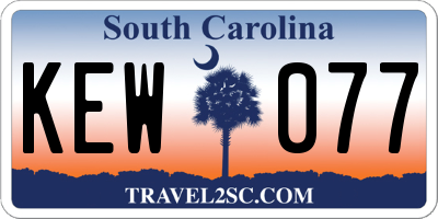 SC license plate KEW077