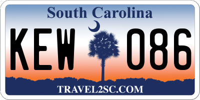 SC license plate KEW086