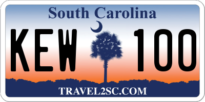 SC license plate KEW100