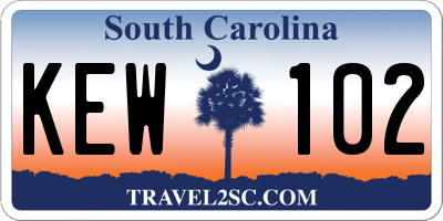 SC license plate KEW102