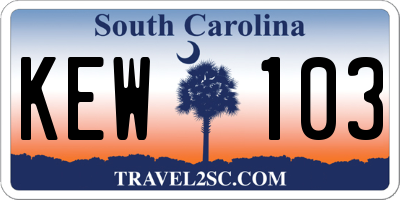 SC license plate KEW103