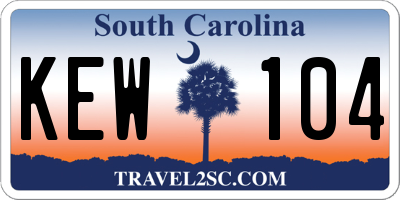 SC license plate KEW104