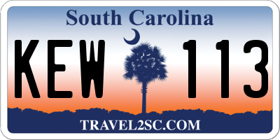 SC license plate KEW113