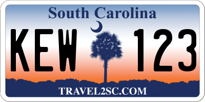 SC license plate KEW123
