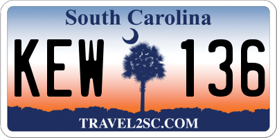 SC license plate KEW136
