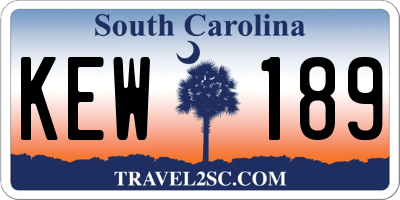 SC license plate KEW189