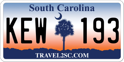 SC license plate KEW193
