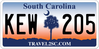 SC license plate KEW205