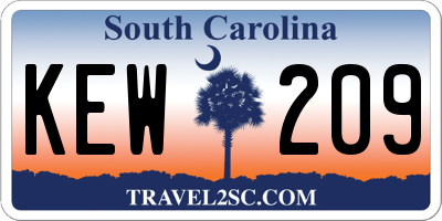 SC license plate KEW209