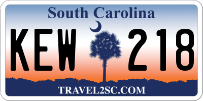 SC license plate KEW218