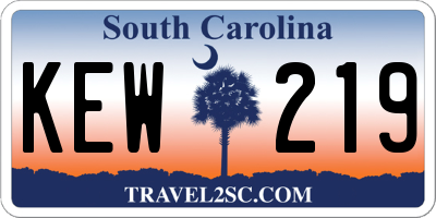 SC license plate KEW219