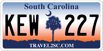 SC license plate KEW227