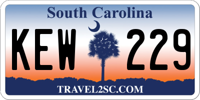 SC license plate KEW229