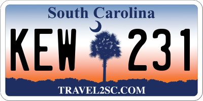 SC license plate KEW231