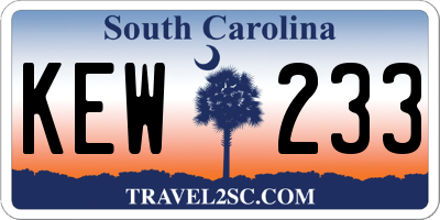 SC license plate KEW233