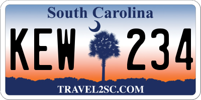 SC license plate KEW234