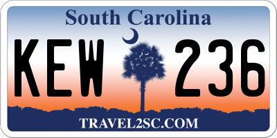 SC license plate KEW236