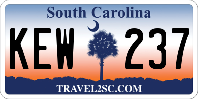 SC license plate KEW237
