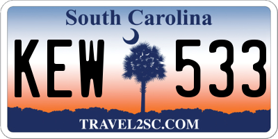 SC license plate KEW533