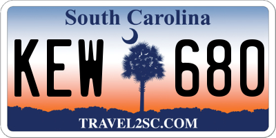 SC license plate KEW680