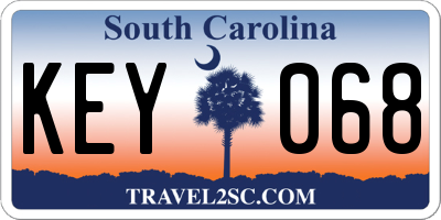 SC license plate KEY068