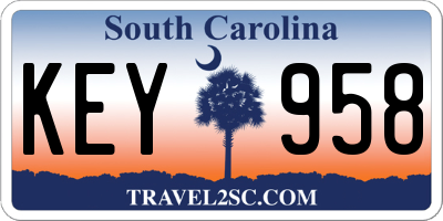 SC license plate KEY958