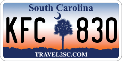 SC license plate KFC830