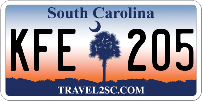 SC license plate KFE205