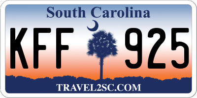 SC license plate KFF925