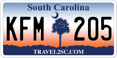 SC license plate KFM205