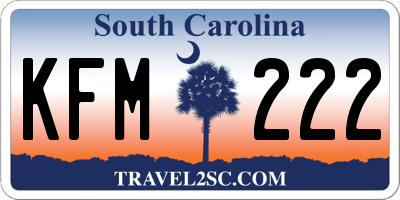 SC license plate KFM222