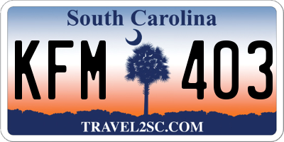 SC license plate KFM403