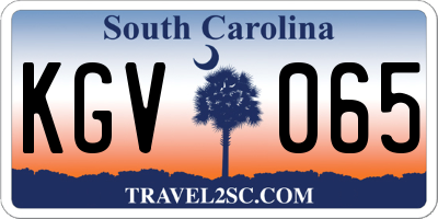 SC license plate KGV065