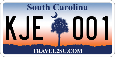 SC license plate KJE001