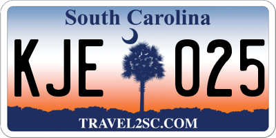 SC license plate KJE025