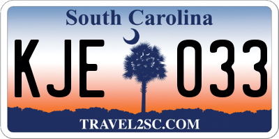 SC license plate KJE033