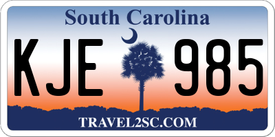 SC license plate KJE985