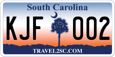 SC license plate KJF002