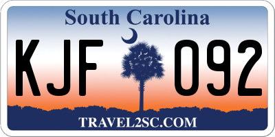 SC license plate KJF092