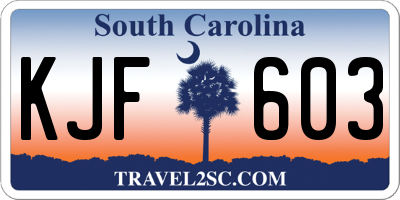 SC license plate KJF603