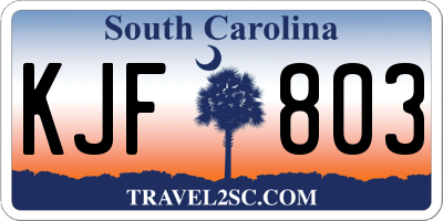 SC license plate KJF803