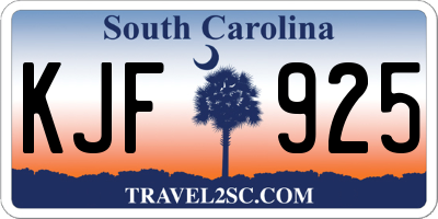 SC license plate KJF925
